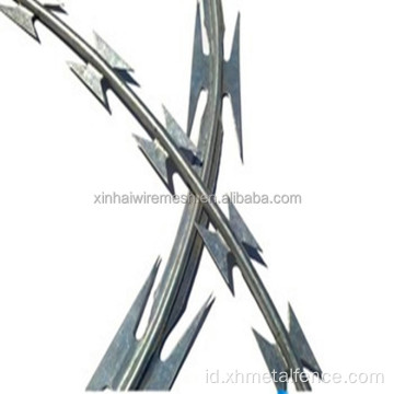 Galvanis PVC Dilapisi Razor Barbed Wire Mesh Fence